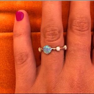 Wwake inspired silver opal stack ring